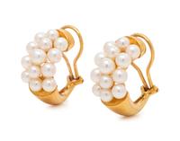 MIKIMOTO, CULTURED PEARL EARCLIPS