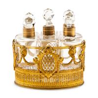 A Palais Royal Gilt Bronze and Cut Glass Scent Caddy