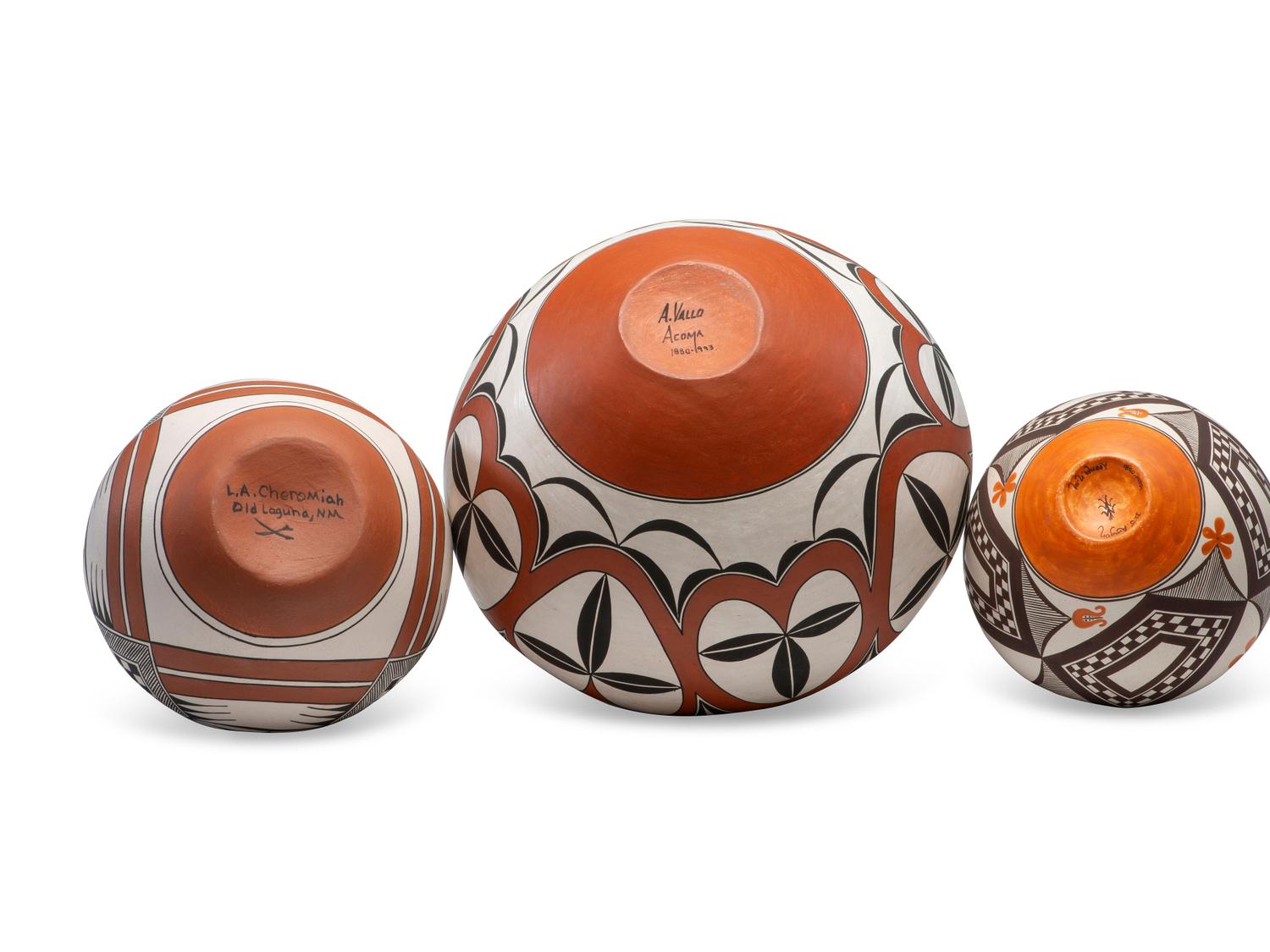 Acoma and Laguna Polychrome Pottery Jars