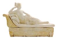 An Italian Alabaster Figure, after Antonio Canova, Length 25 inches.