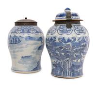 A Pair of Large Canton Export Brass-Mounted Porcelain Jars