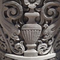 A Pair of American Carved Limestone Capitals 36" W x 25.5" D x 29.5" H — United States, Circa 1920