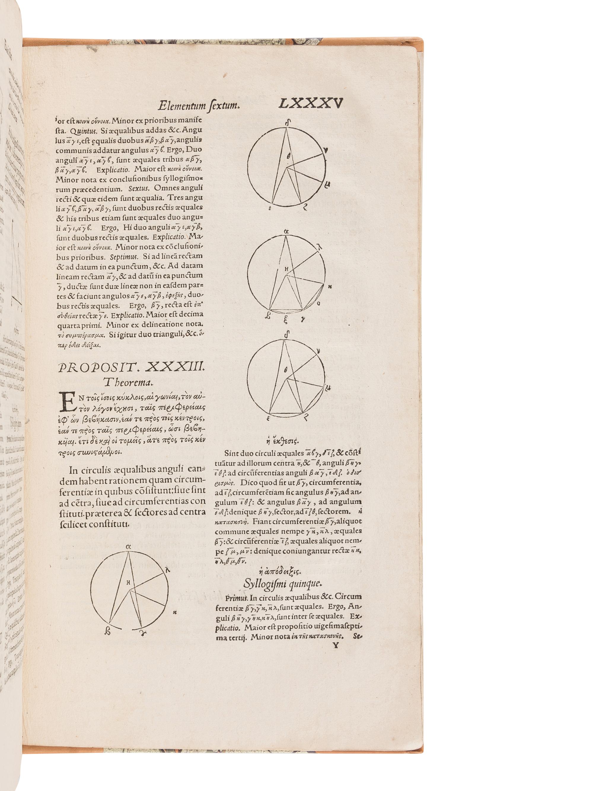 EUCLID (fl. ca 300 B. C.). Analyseis Geometricae Sex Librorum Euclidis . [Strasbourg]: Josias Rihelius, 1566.