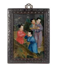 A Chinese Eglomise Figural Scene — 19TH CENTURY