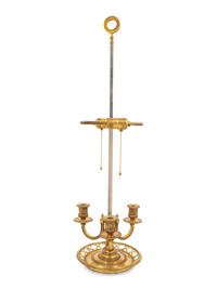 An Empire Style Brass Bouillotte Lamp with a Tôle Shade