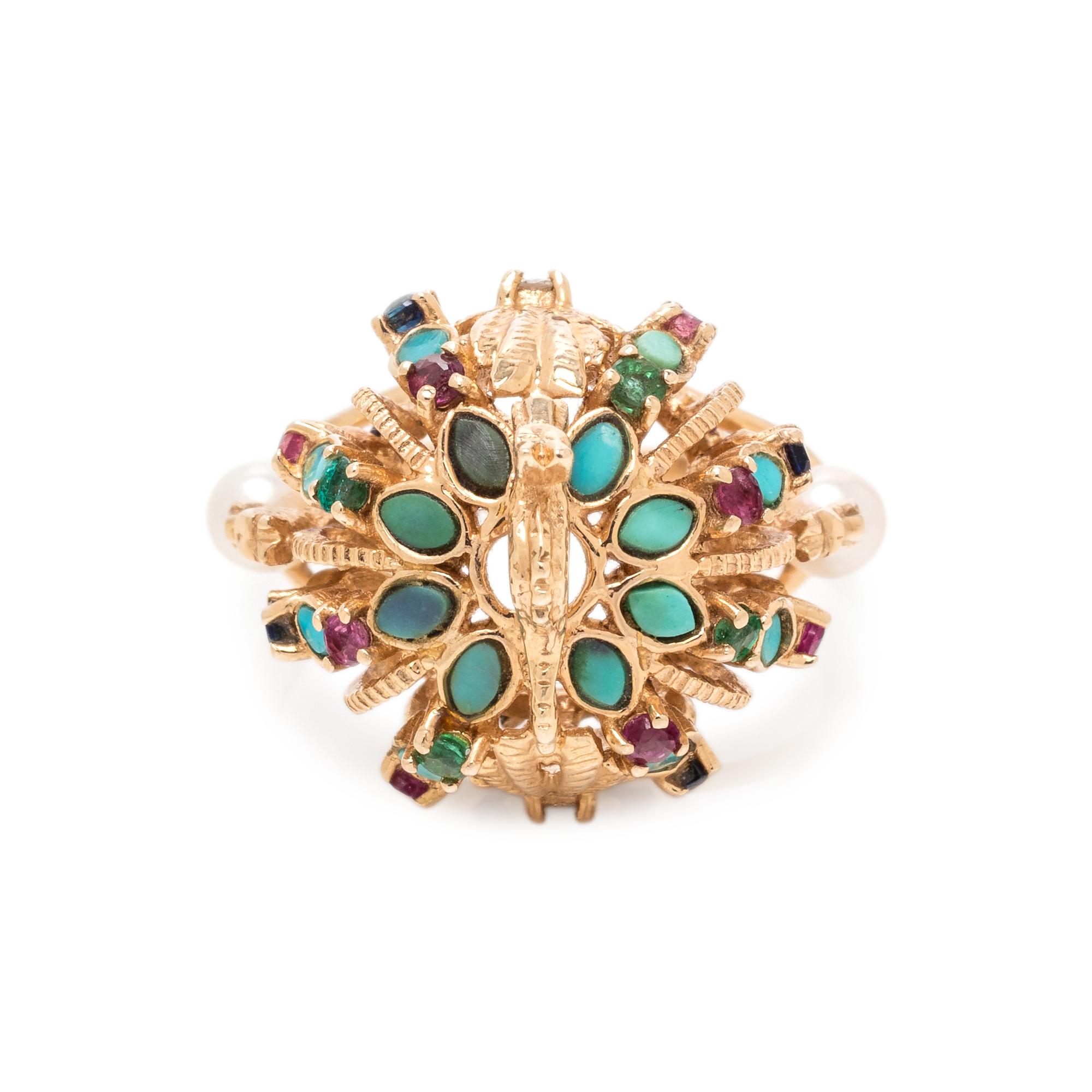 YELLOW GOLD AND MULTIGEM RING