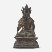 A Chinese lacquered bronze figure of Guanyin 铜加漆观音造像 Ming Dynasty ?