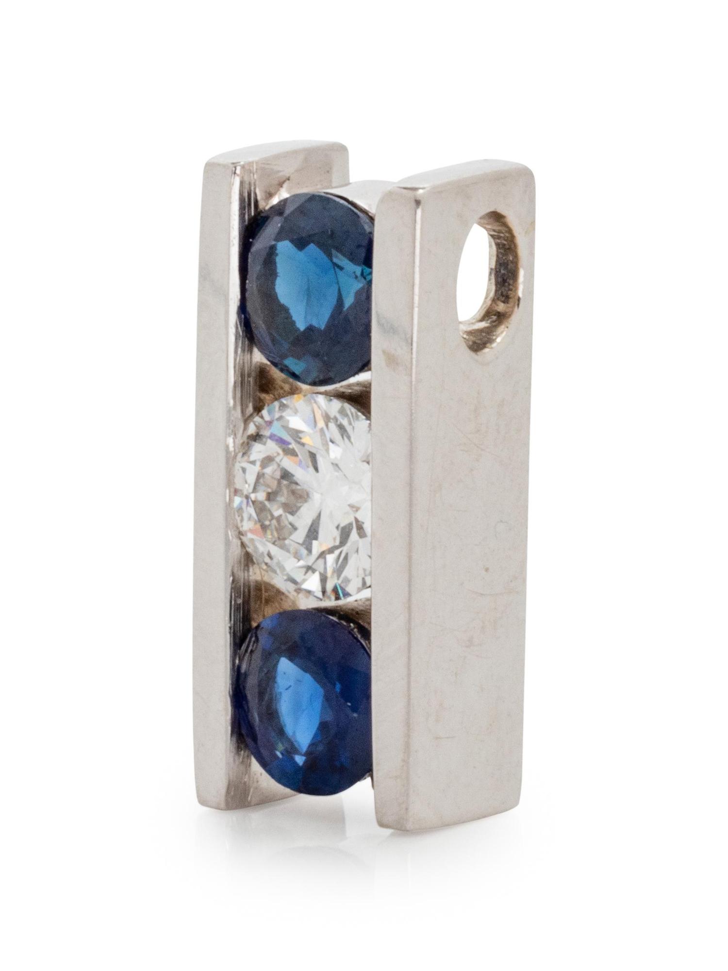 A White Gold, Diamond and Sapphire Slide Pendant,