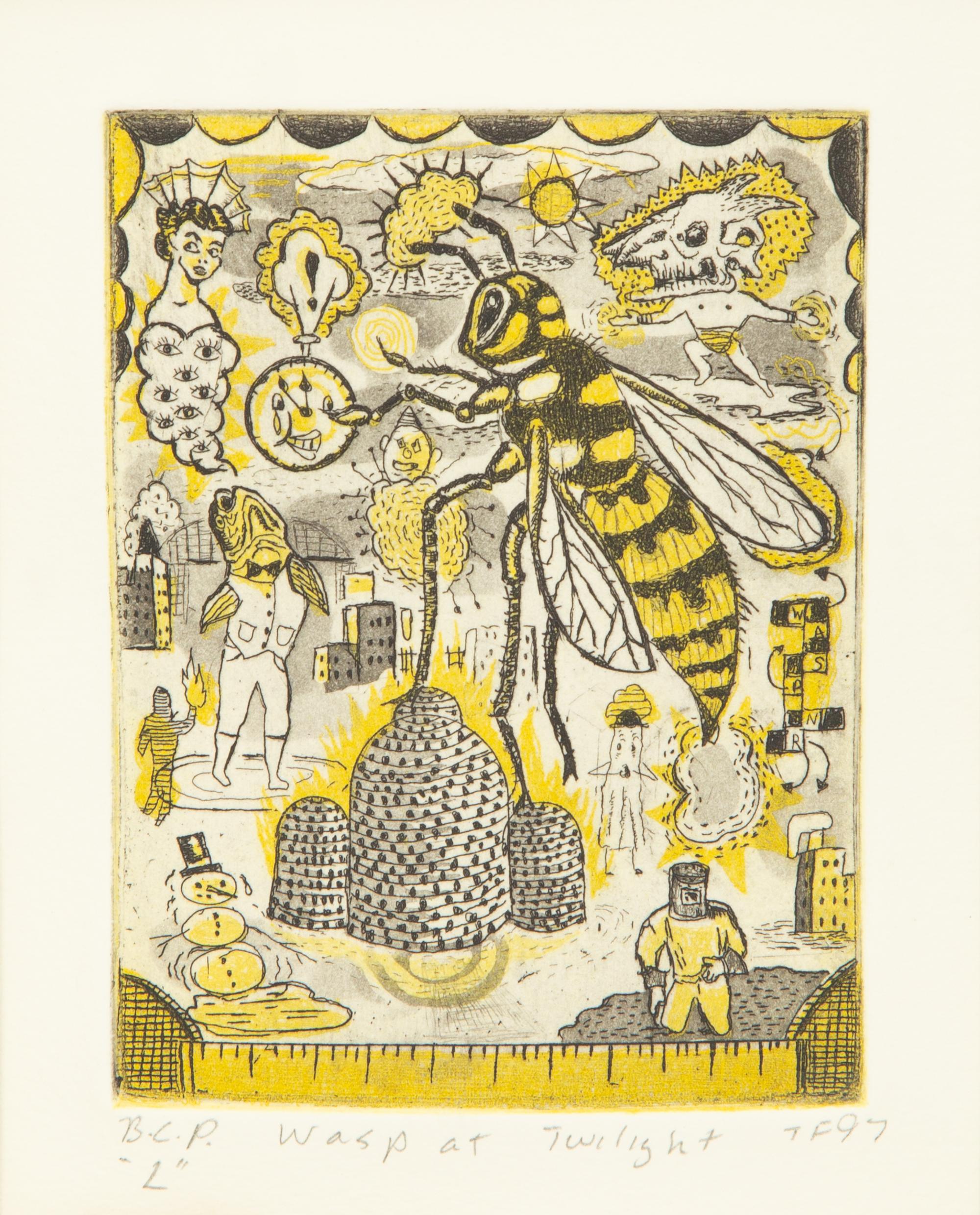 A Group of Four Prints ( Atomic Ant; Transformation of the (June Whore), 95; Wasp at Twilight, 97; and Cicada Making Rain, 96)