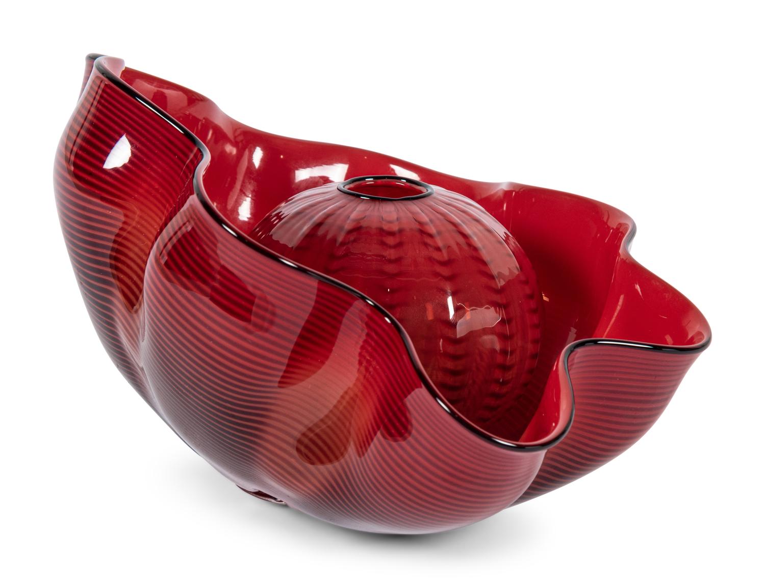 Red Seaform Pair with Ebony Lip Wraps, 1995 Portland Press Editions, USA