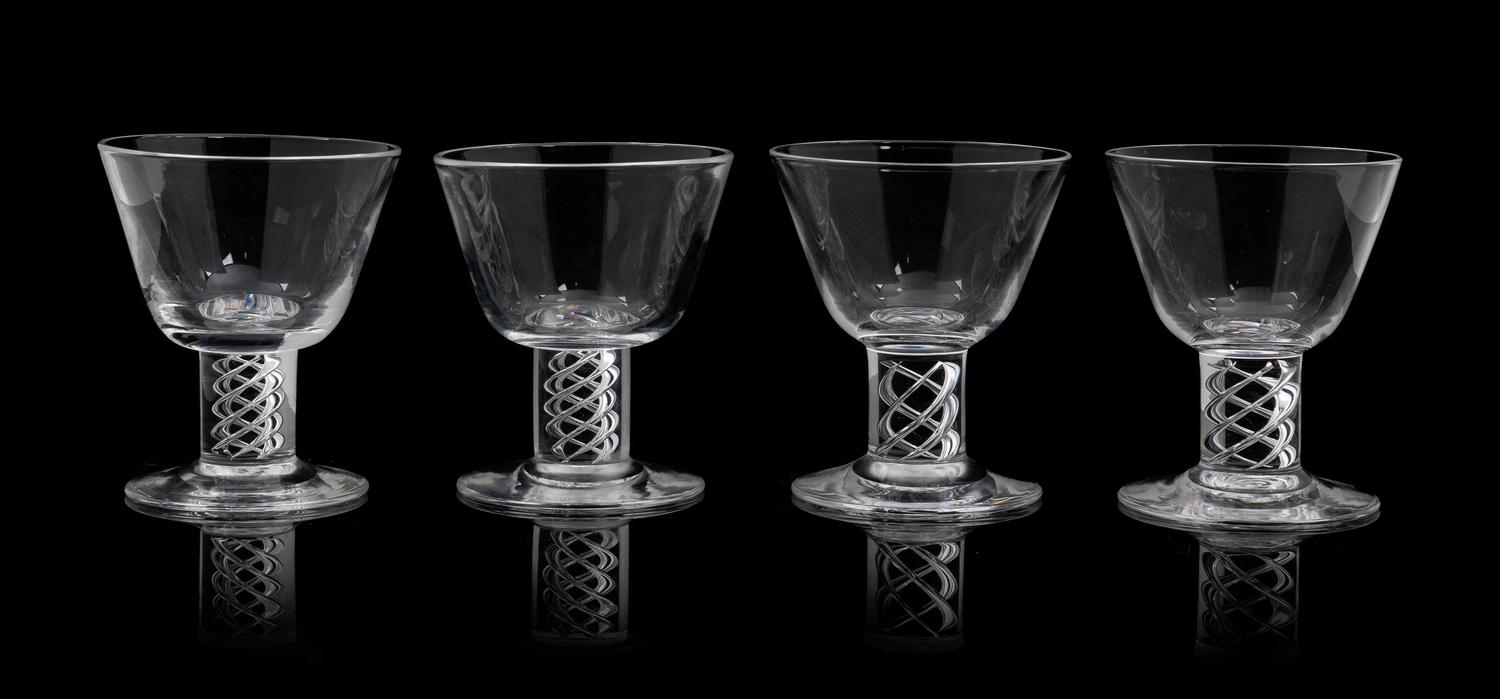 A Set of Six Steuben Goblets and Six Cordials Height of taller 5 inches.