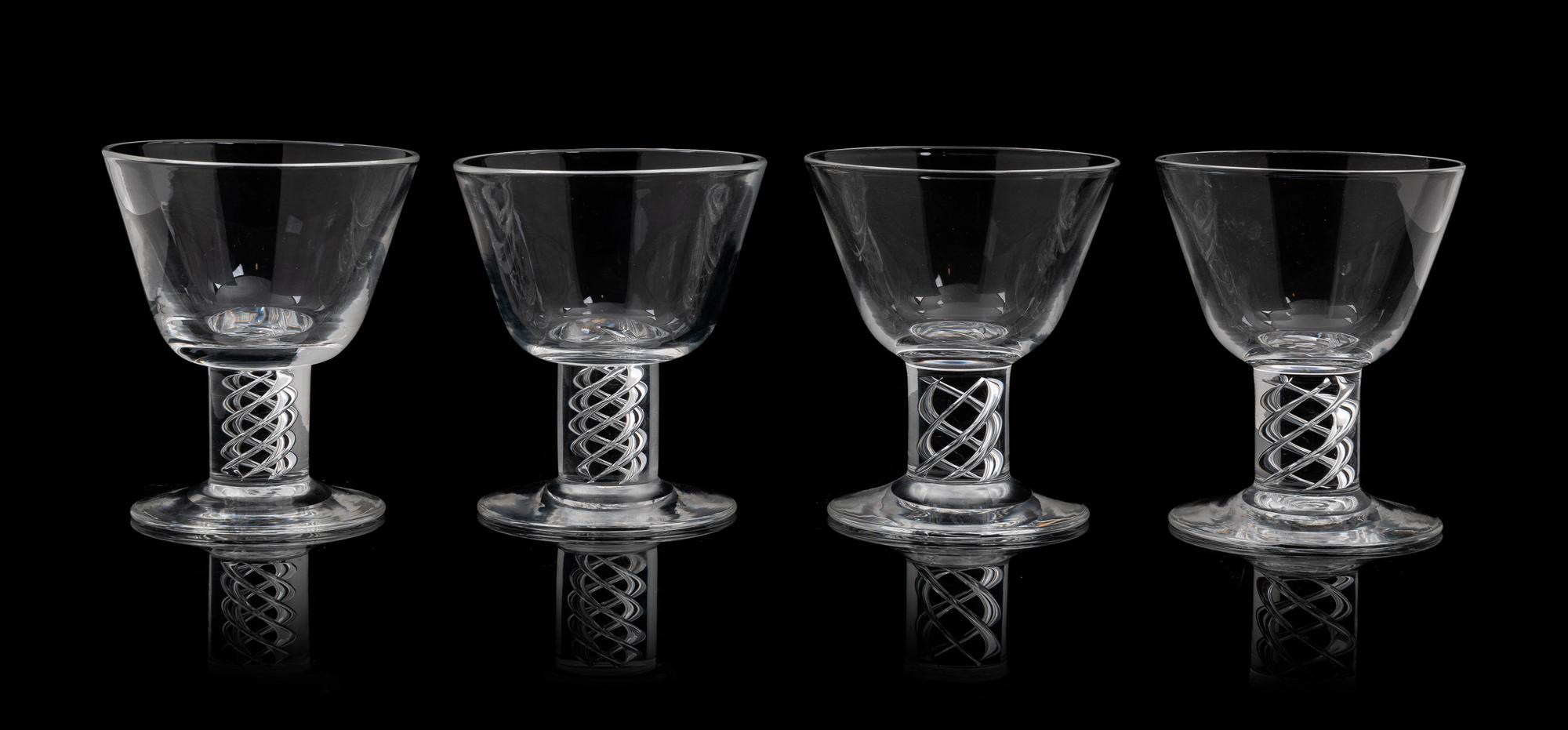 A Set of Six Steuben Goblets and Six Cordials Height of taller 5 inches.