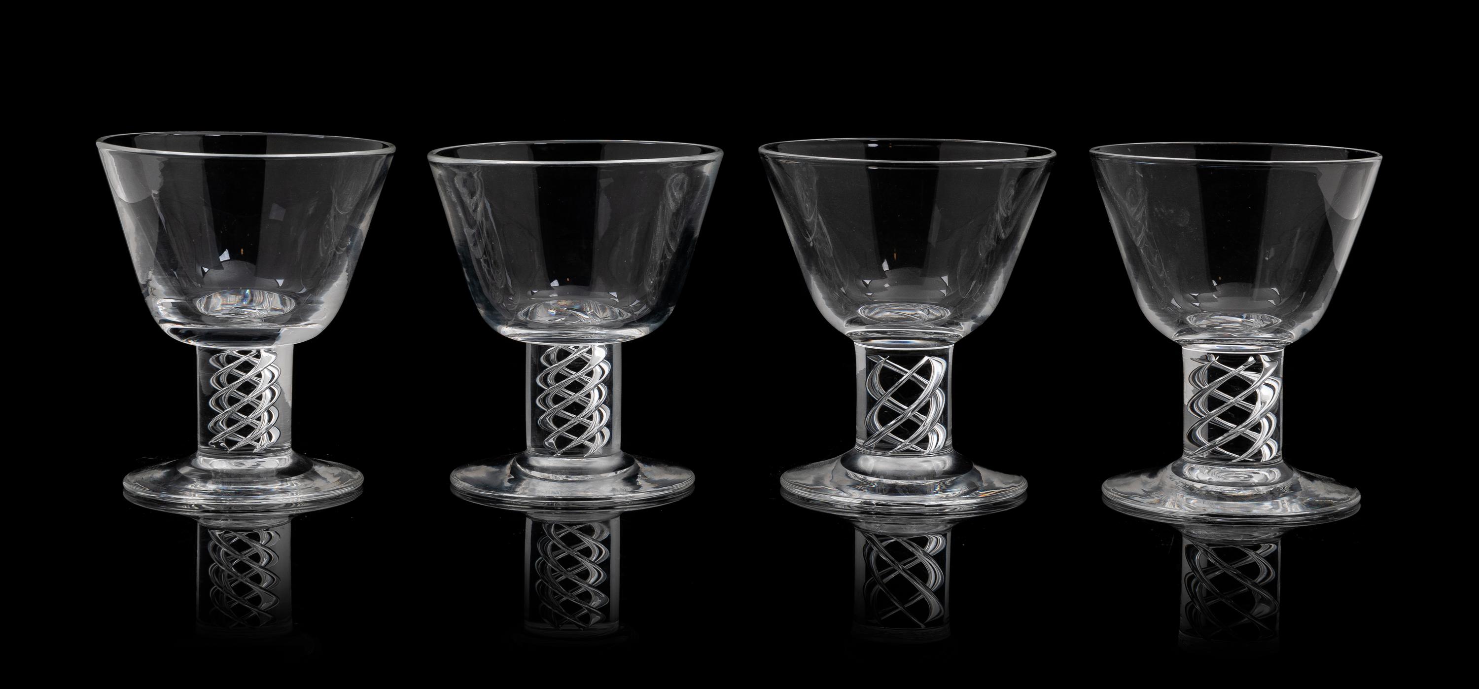 A Set of Six Steuben Goblets and Six Cordials Height of taller 5 inches.