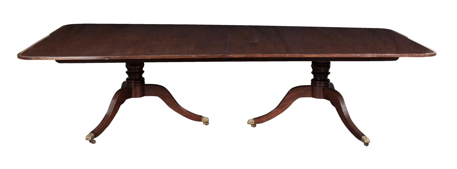 An American Mahogany Dining Table Height 29 1/2 x length 120 x width 58 1/4 (without leaves).