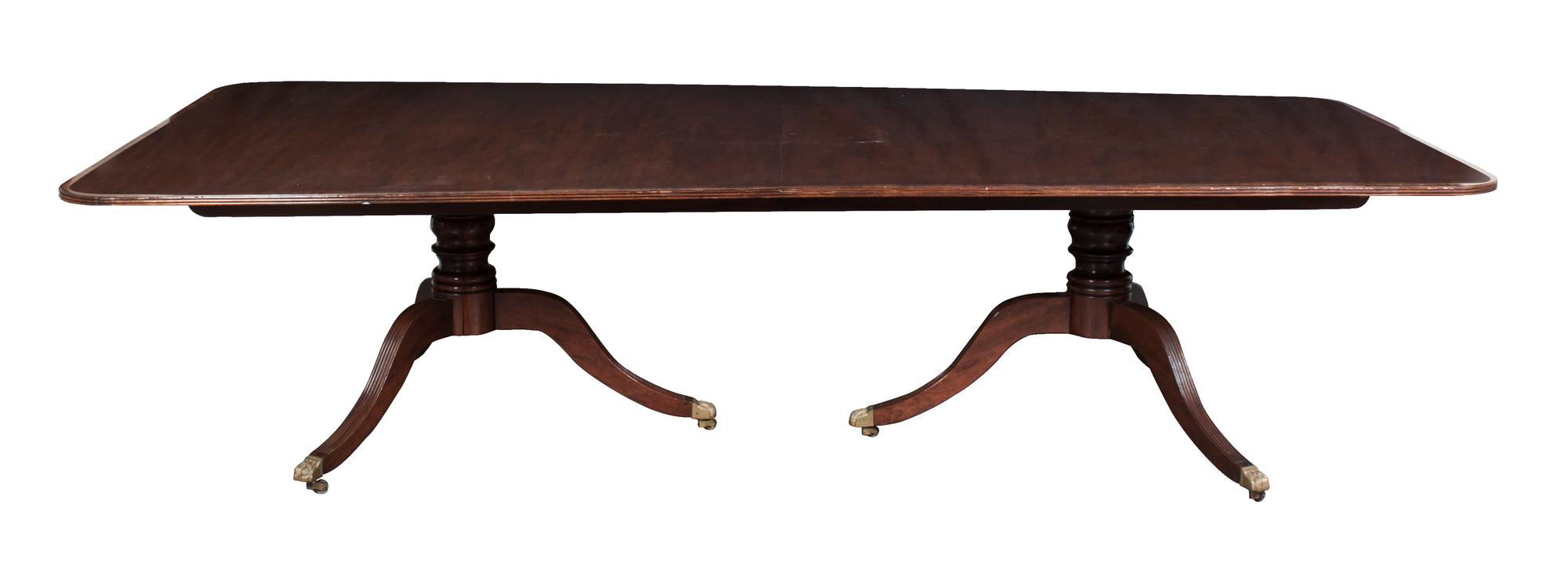 An American Mahogany Dining Table Height 29 1/2 x length 120 x width 58 1/4 (without leaves).