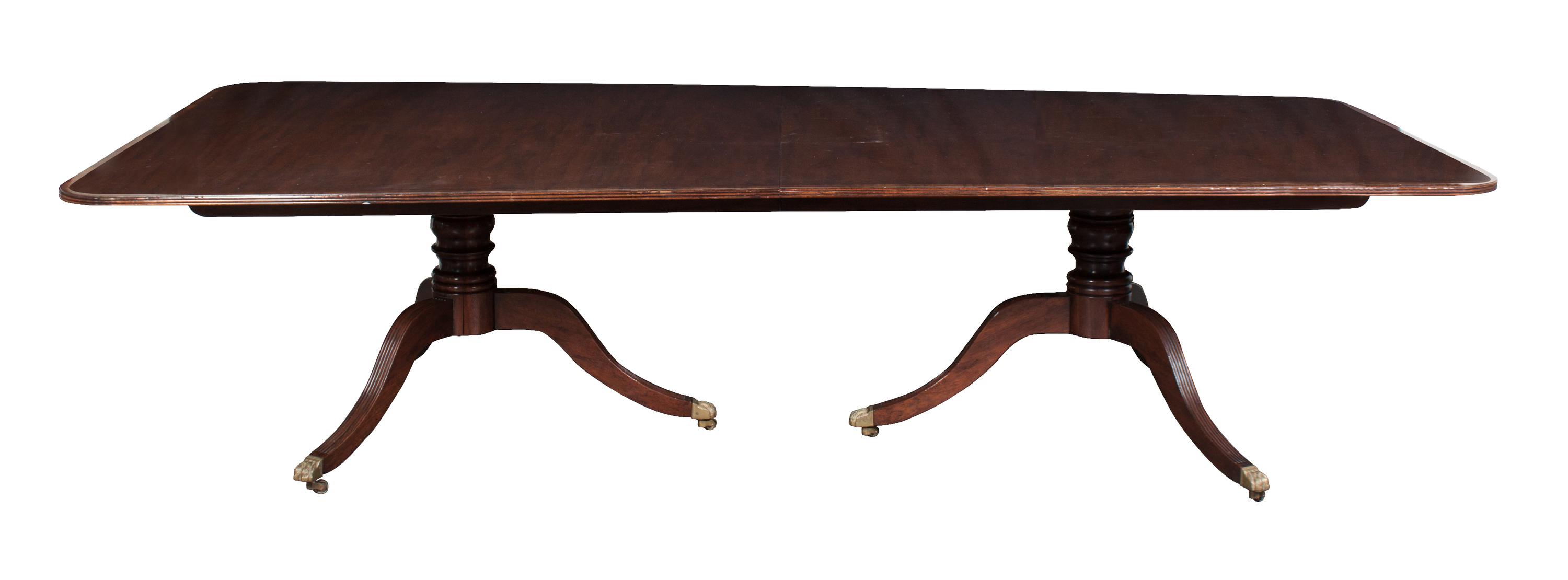 An American Mahogany Dining Table Height 29 1/2 x length 120 x width 58 1/4 (without leaves).