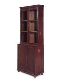 A Federal Style Stained Pine Step-Back Cupboard