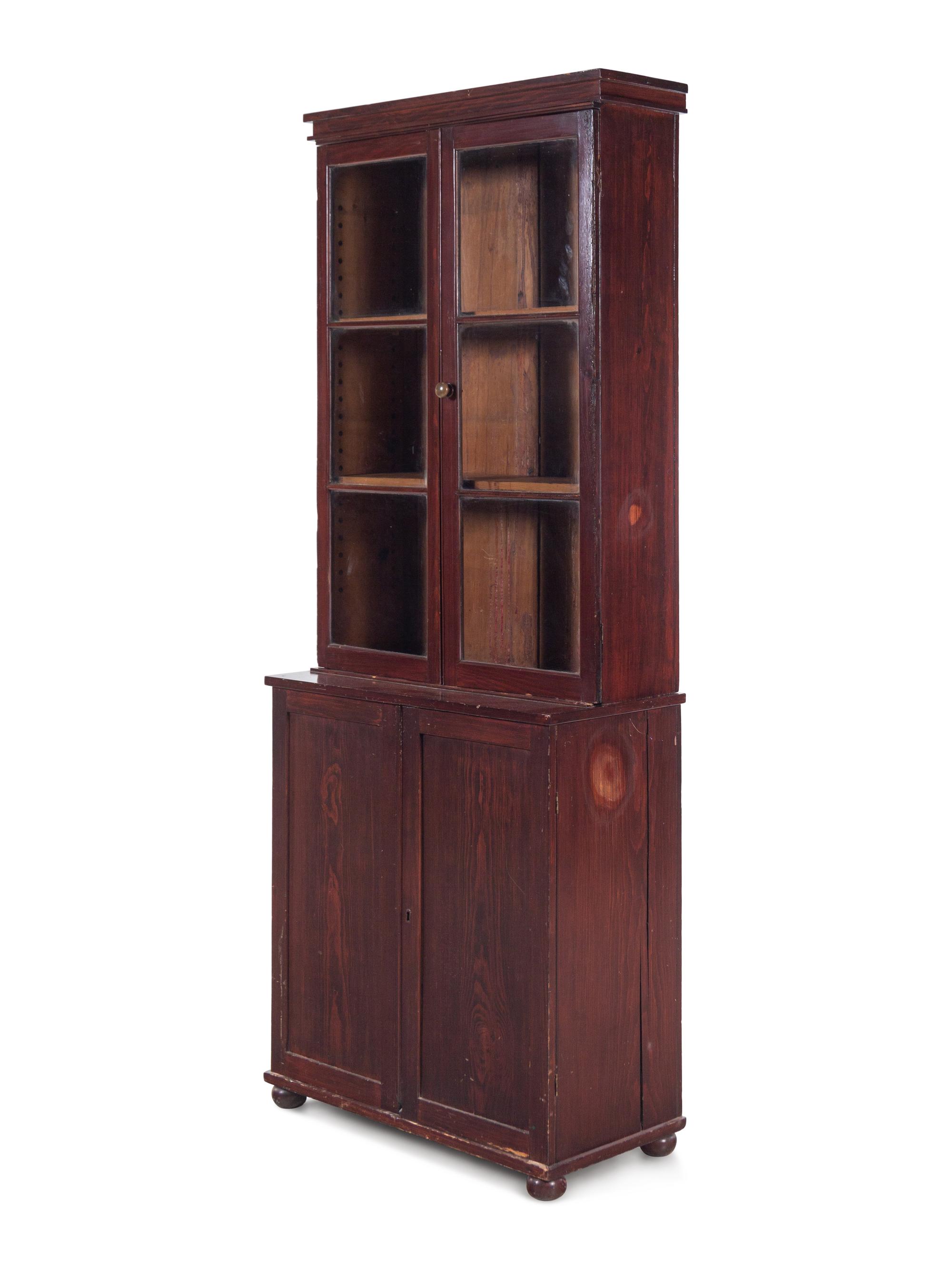 A Federal Style Stained Pine Step-Back Cupboard