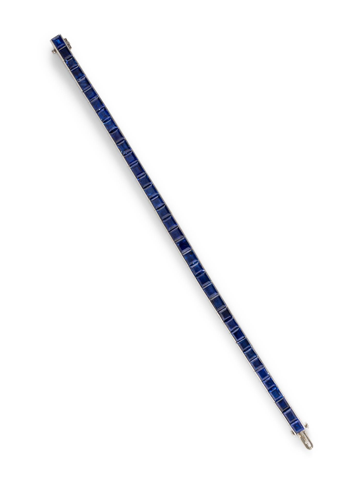 PLATINUM AND UNHEATED SAPPHIRE BRACELET