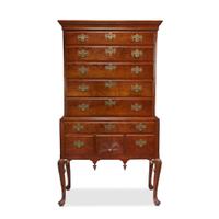 Queen Anne carved cherrywood high chest Connecticut, possibly Colchester, circa 1770