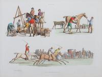An English Hand-colored Equestrian Engraving 8 3/4 x 11 1/2 inches.