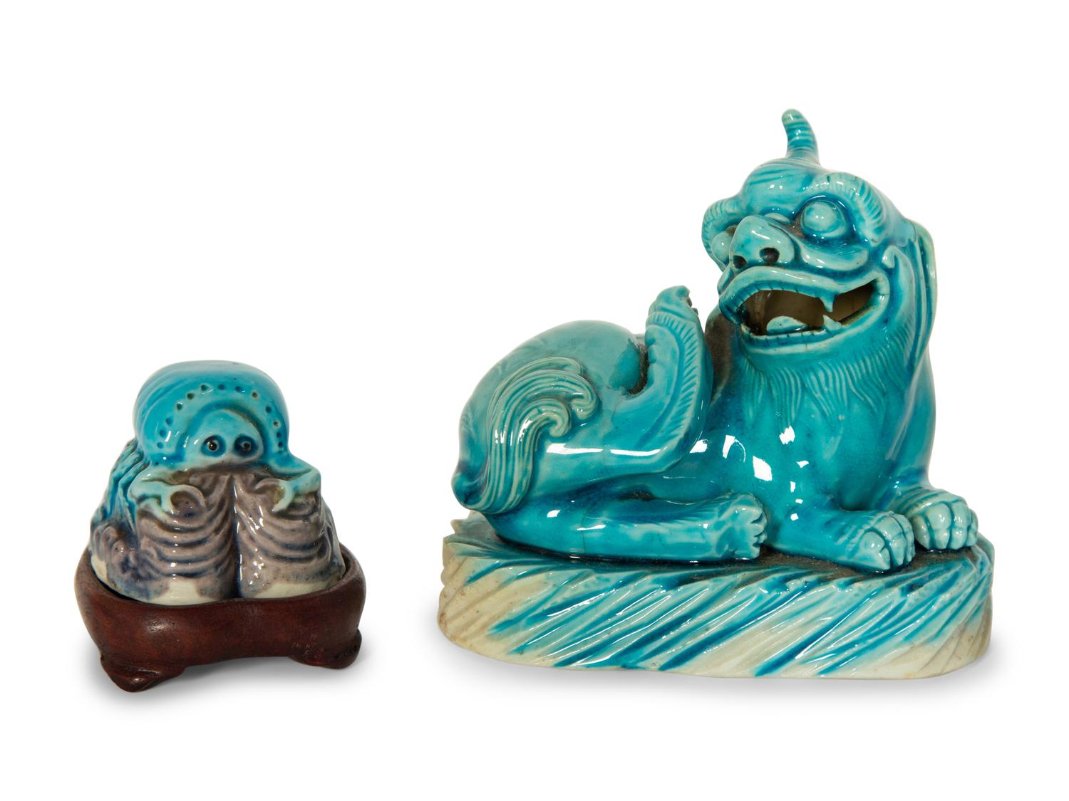 A Group of Chinese Turquoise Glazed Articles