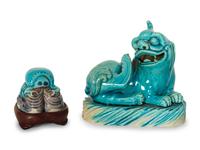 A Group of Chinese Turquoise Glazed Articles