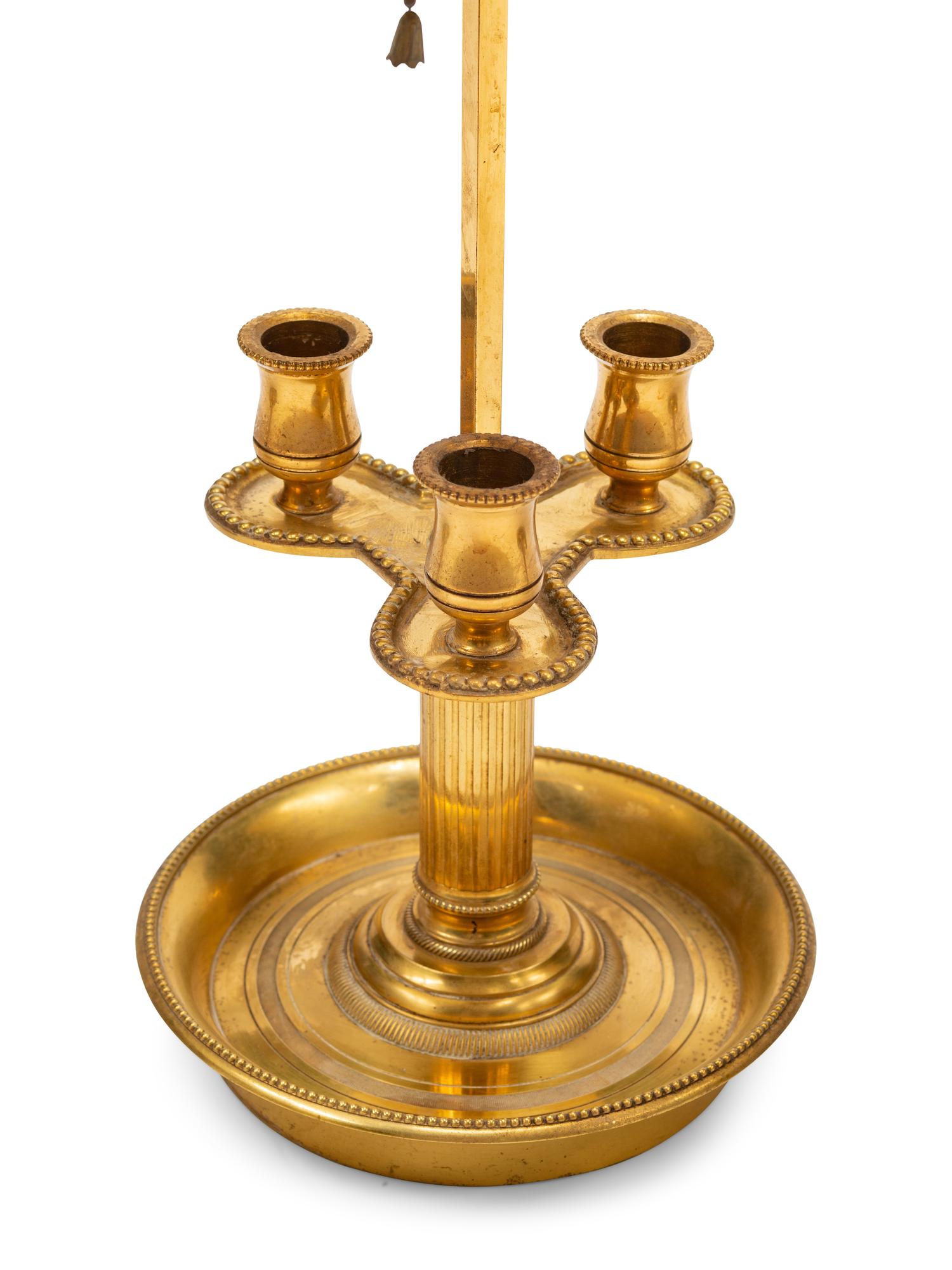 Three Empire Style Gilt Metal Bouillotte Lamps