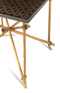 Pair of Gilt Metal and Laminate Alcott Occasional Tables