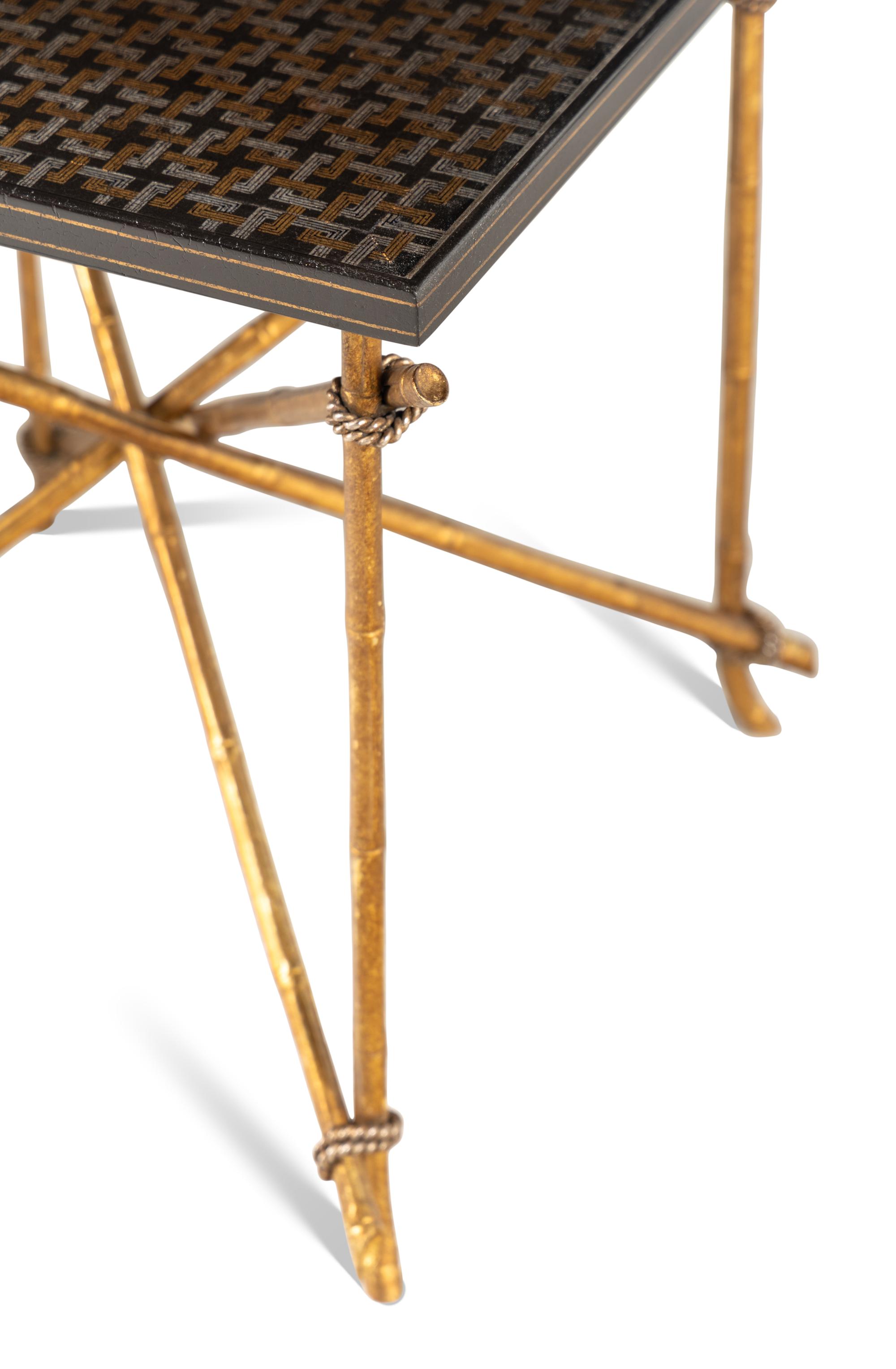 Pair of Gilt Metal and Laminate Alcott Occasional Tables