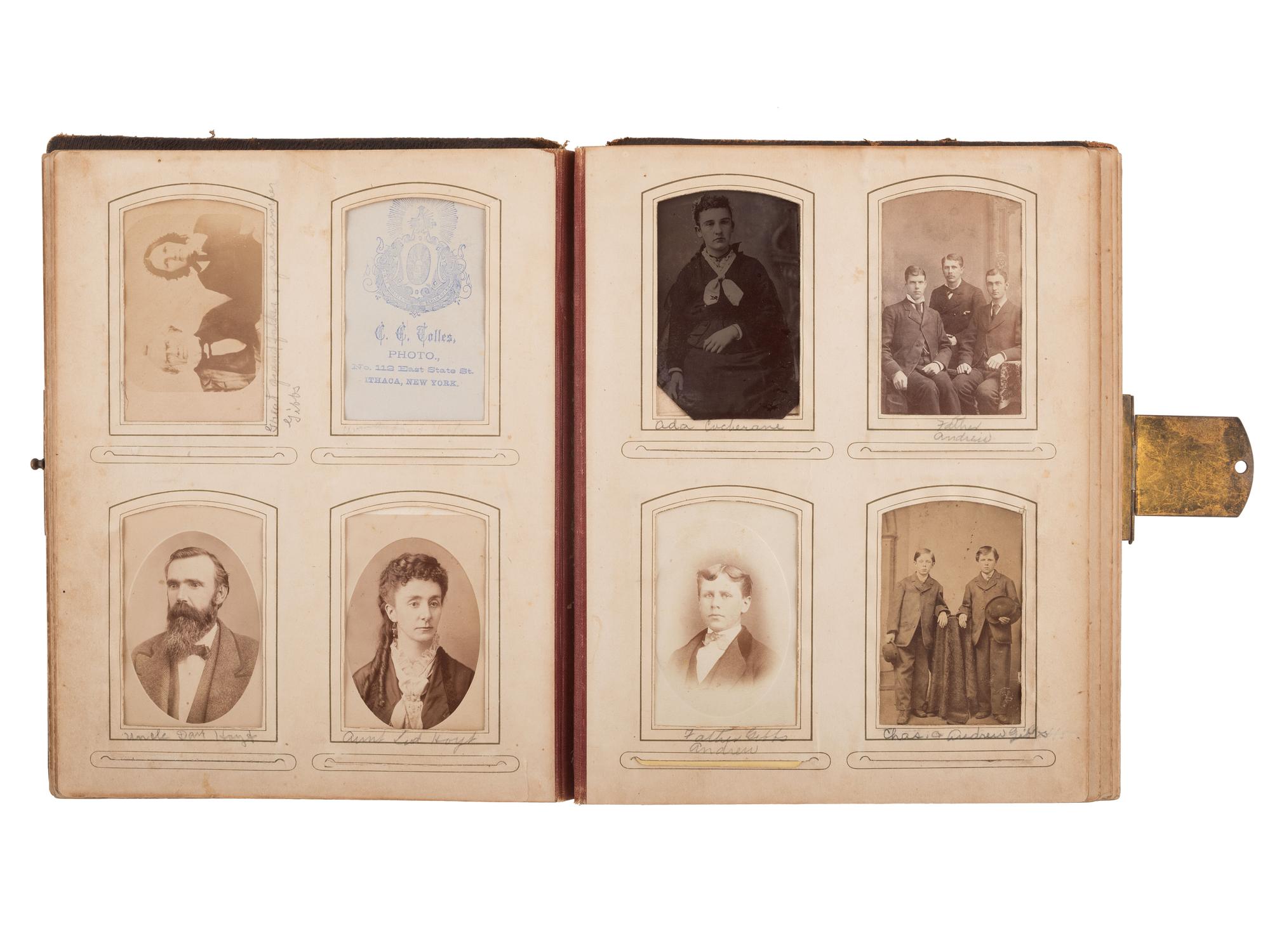 [EARLY PHOTOGRAPHY]. A group of 10 albums containing over 300 cabinet cards, CDVs, and tintypes.