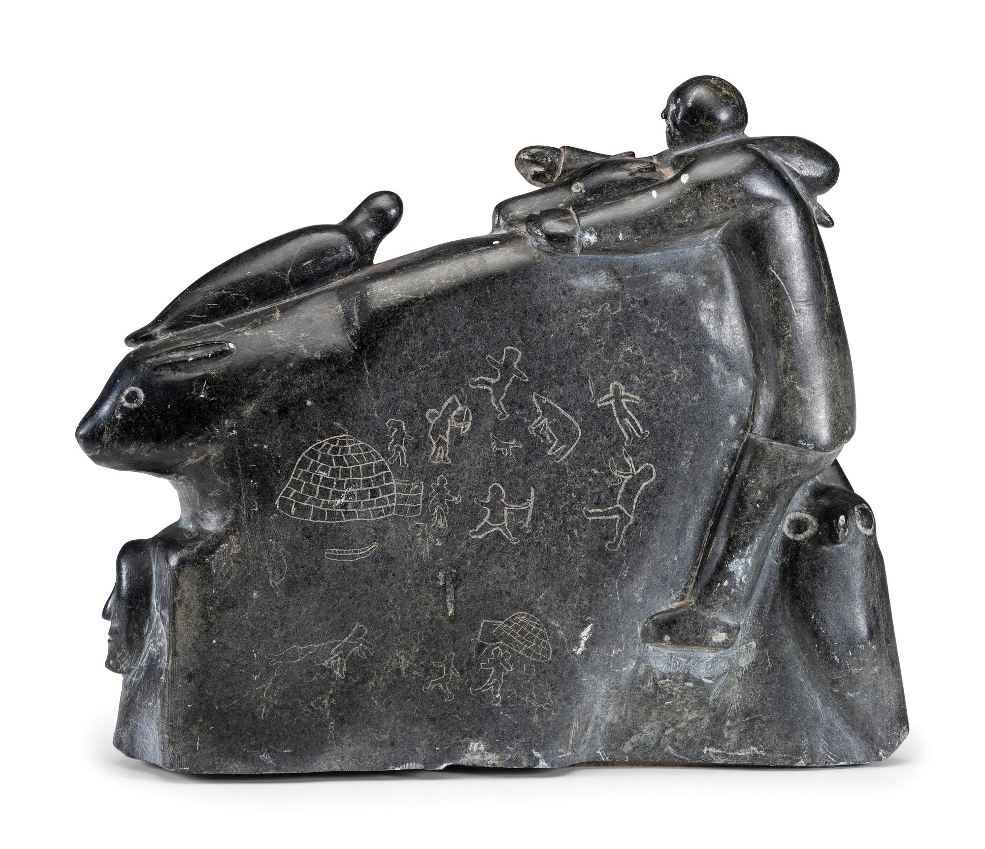 Massive Inuit Soapstone Carving
