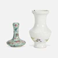 Two Chinese famille rose-decorated porcelain cabinet vases