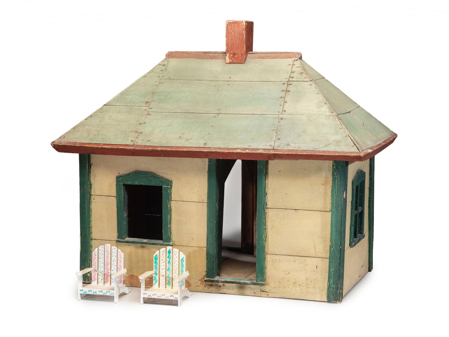 A Folk Art Painted Cheese Box House