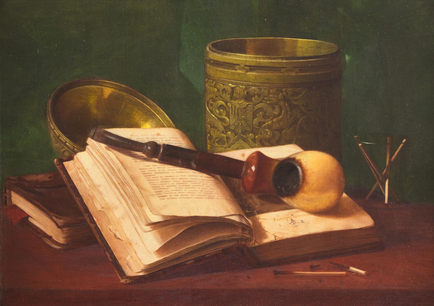 Still Life with Pipe, Tobacco Jar and Open Book (Paul and Virginia)