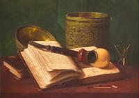 Still Life with Pipe, Tobacco Jar and Open Book (Paul and Virginia)