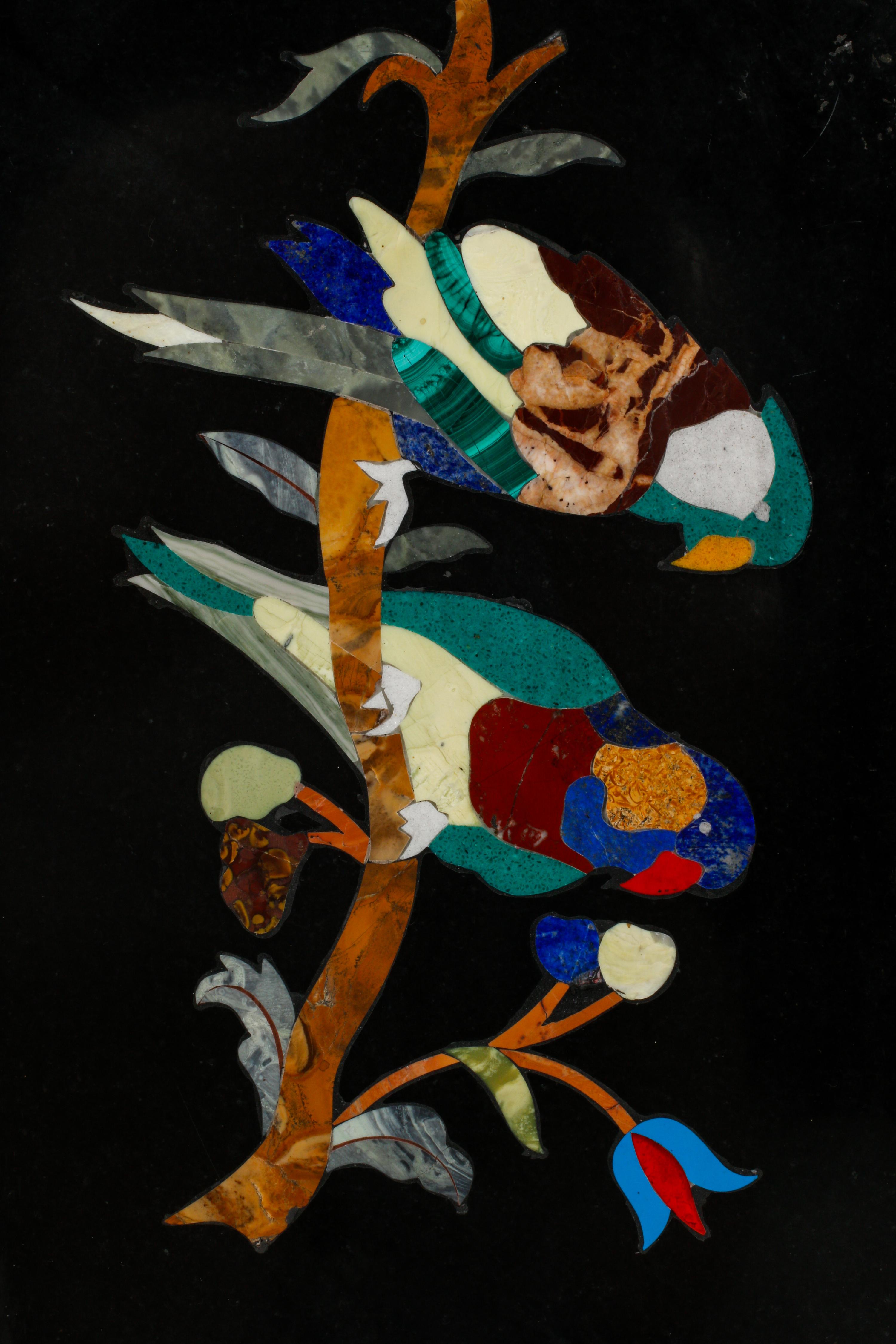 A Set of Four Giltwood-Framed Italian Pietra Dura Plaques