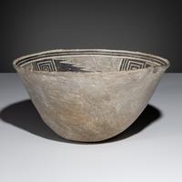 Ancestral Pueblo, Mimbres Classic Black-on-White Pottery Bowl