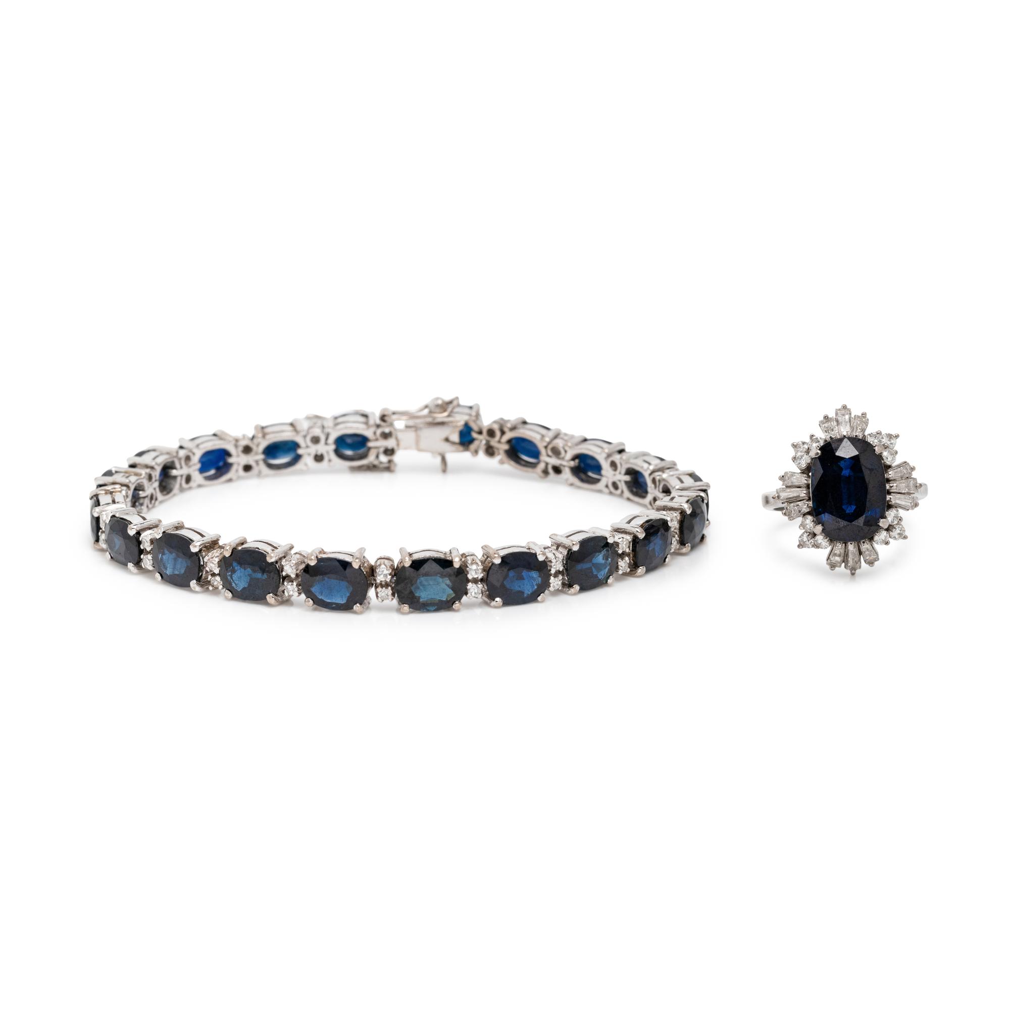 SAPPHIRE AND DIAMOND AND BRACELET AND RING