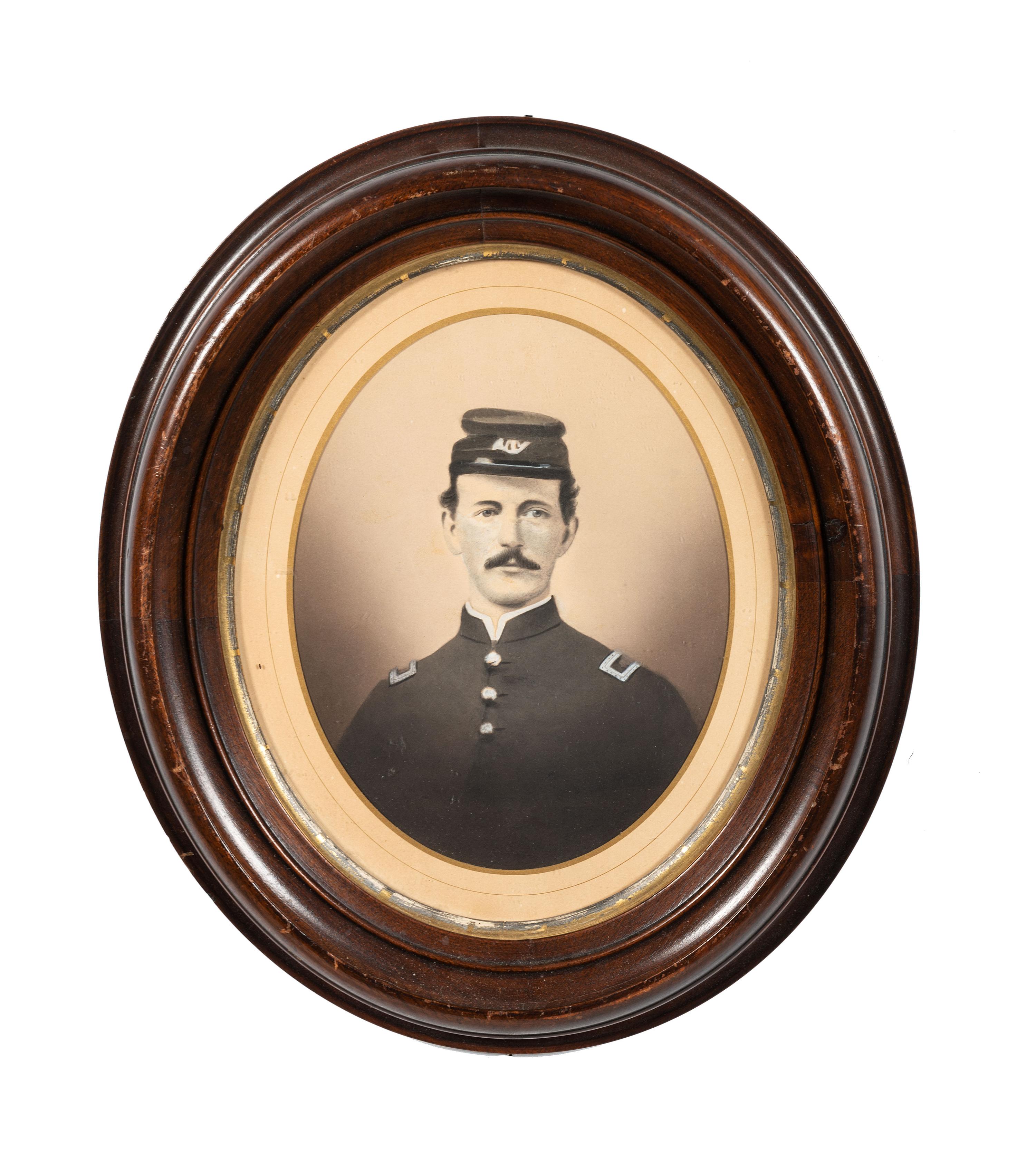 [CIVIL WAR]. A group of 2 charcoal portraits, incl. 1st Lieutenant Andrew McFarlane, Co. K, 23rd Wisconsin Infantry, DOW Vicksburg.