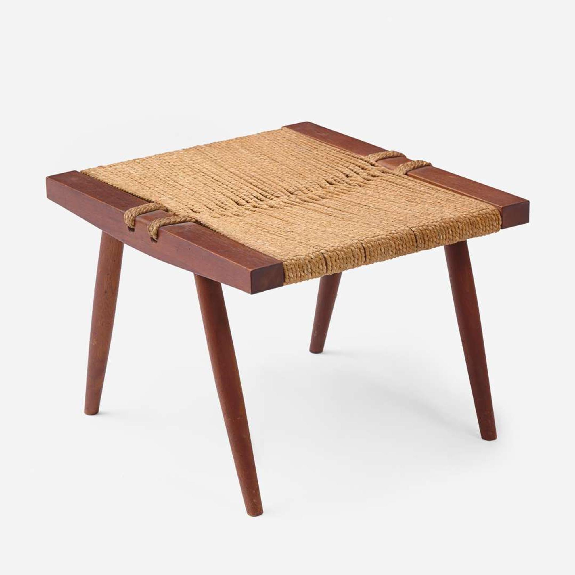 George Nakashima A "Grass-Seated" Stool, New Hope, Pennsylvania, 1964