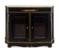 A Napoleon III Style Ebonized Marble-Top Cabinet