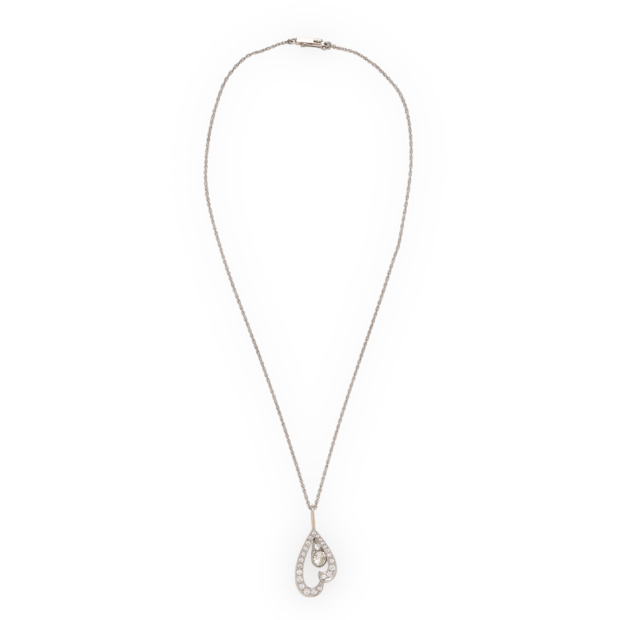 Diamond and White Gold Pendant Necklace