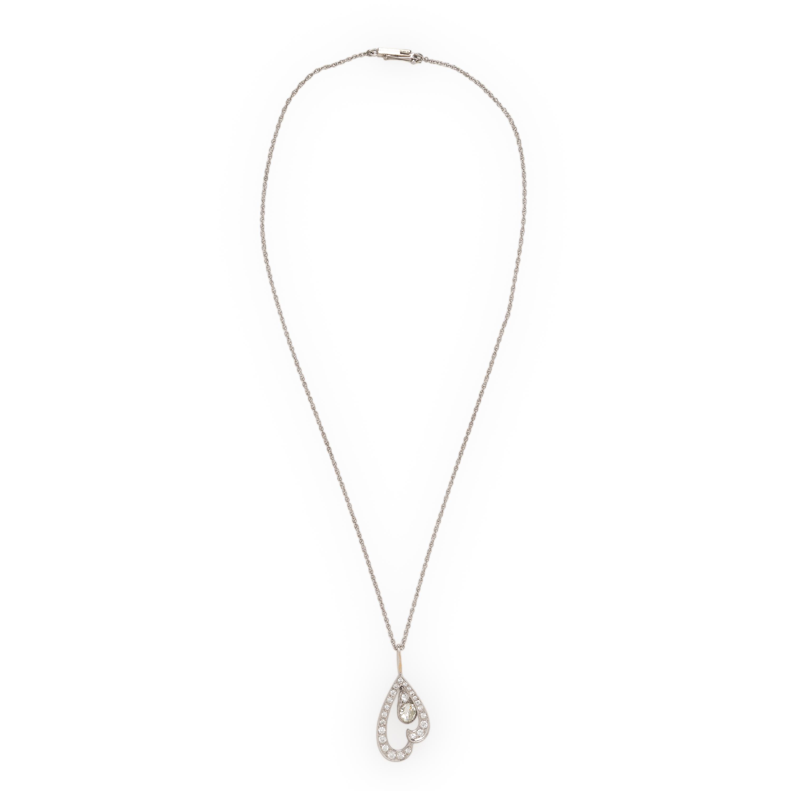 Diamond and White Gold Pendant Necklace