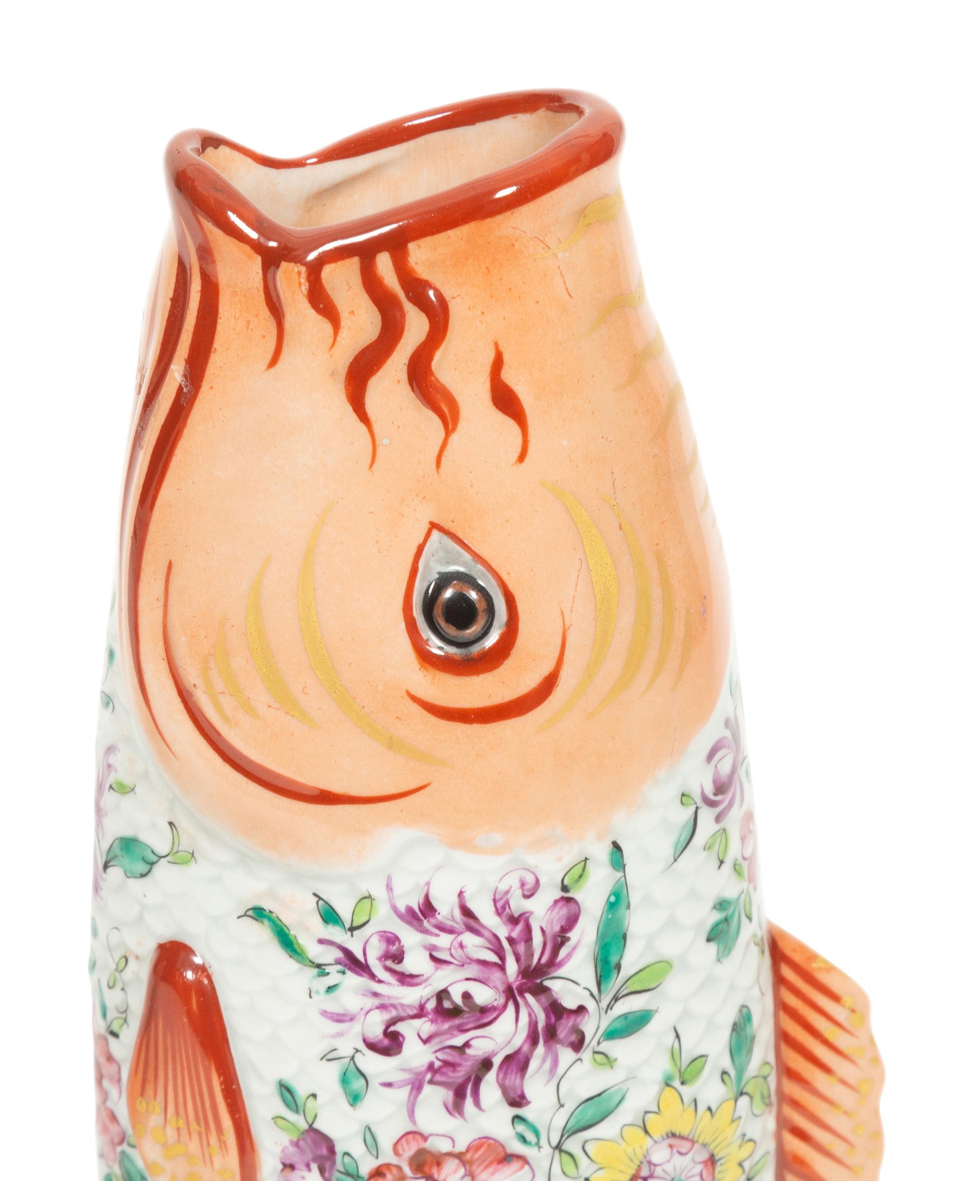 A Pair of Chinese Export Porcelain Fish-Form Vases
