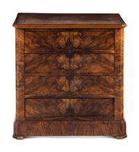A Continental Figured Walnut Chest of Drawers