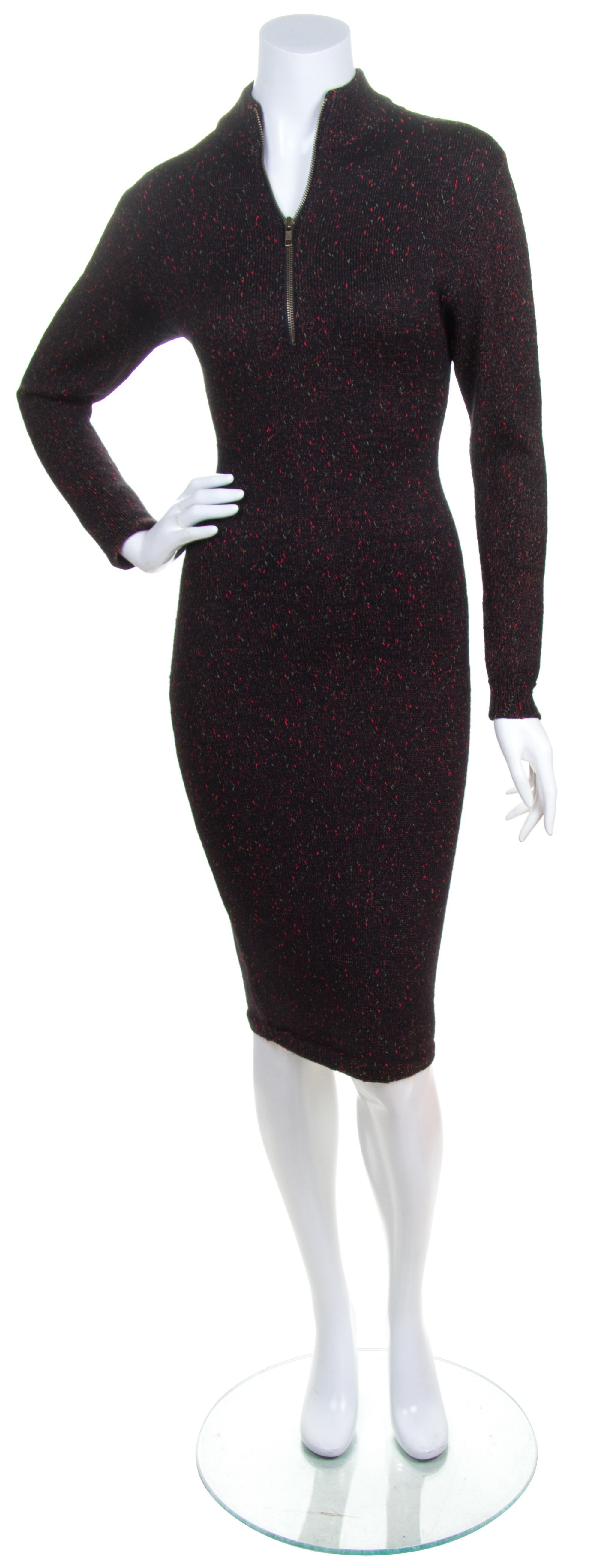 An Alaia Multicolor Bodycon Knit Midi Dress, Size M.