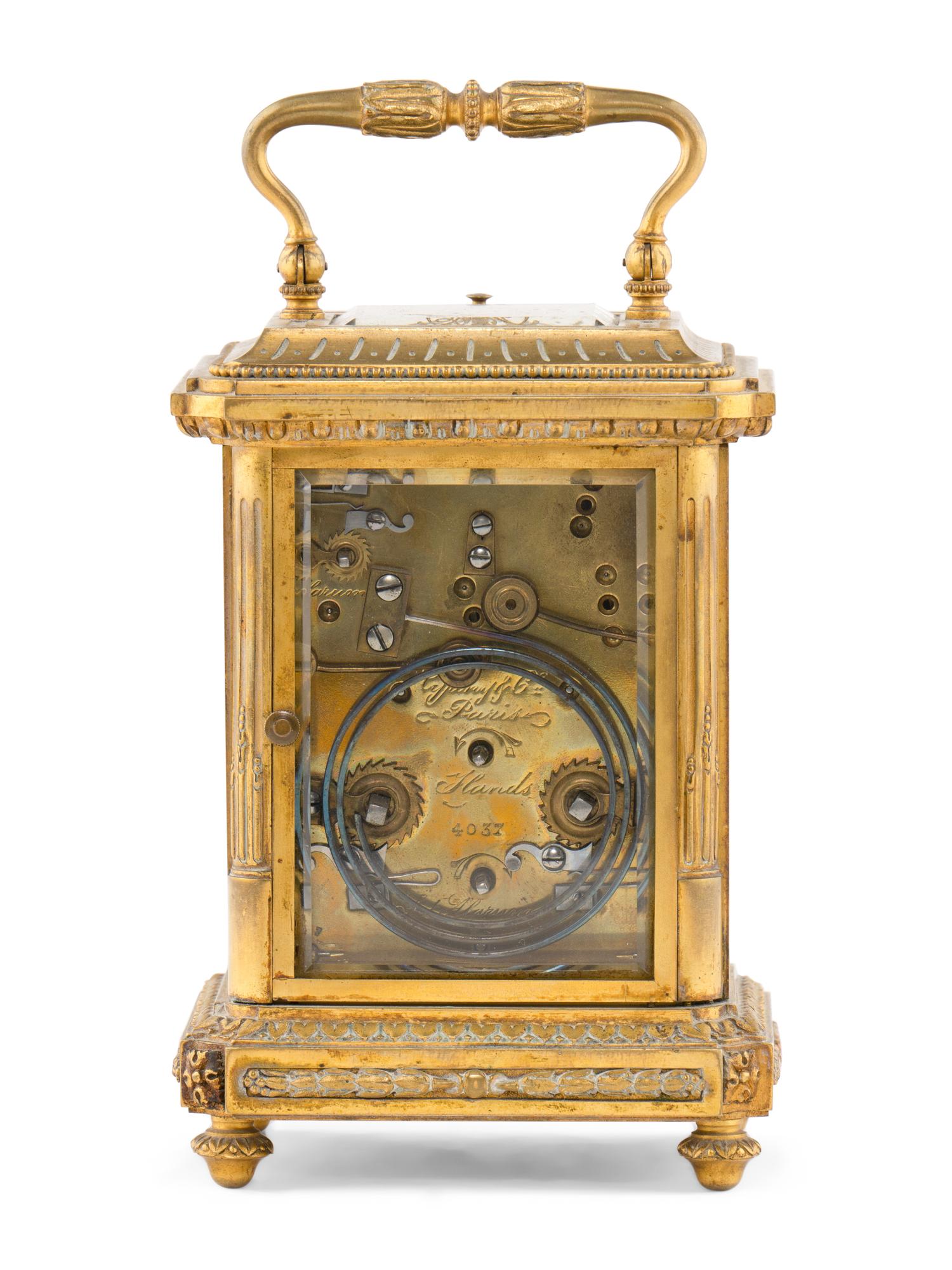 A French Gilt Bronze, Enamel and Miniature Portrait-Inset Repeating Carriage Clock