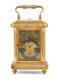A French Gilt Bronze, Enamel and Miniature Portrait-Inset Repeating Carriage Clock