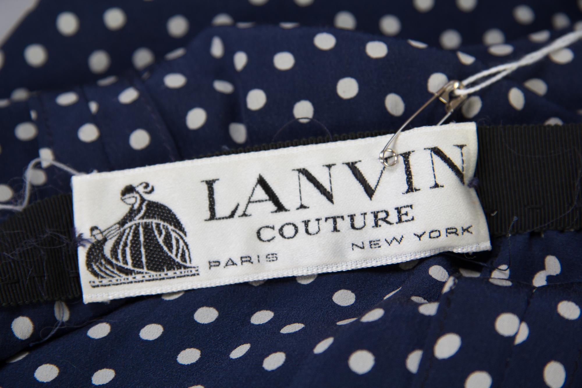 A Lanvin Navy and White Polka Dot Evening Gown,
